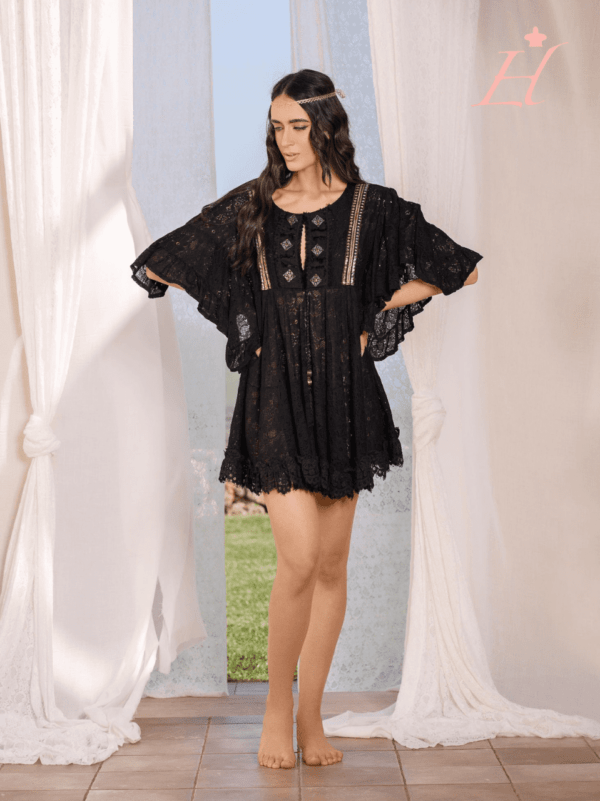 Black lace mini dress