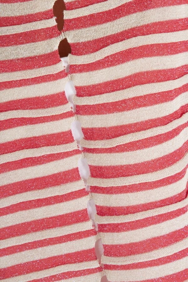 Short fuchsia striped cardigan