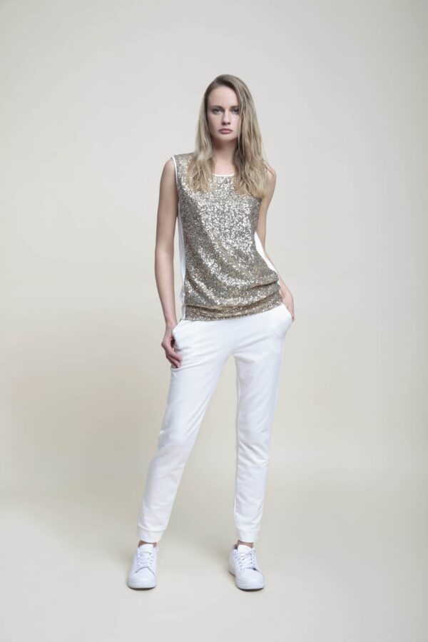 Top paillettes oro