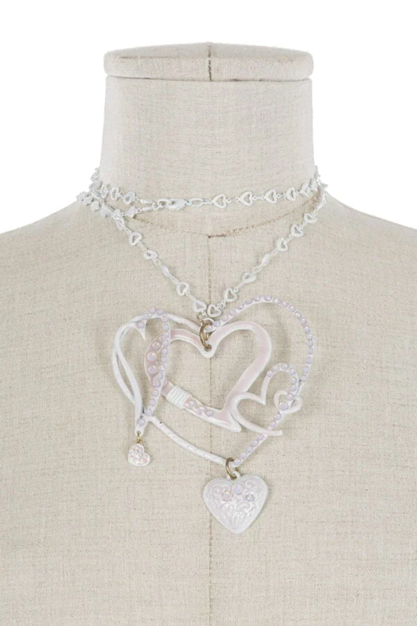 Collana pendente cuore pink con pietre