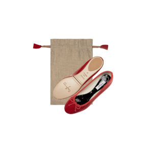 Red patent leather ballet flats