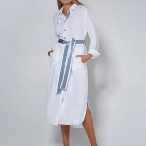 Long linen pinafore dress - Long Dress