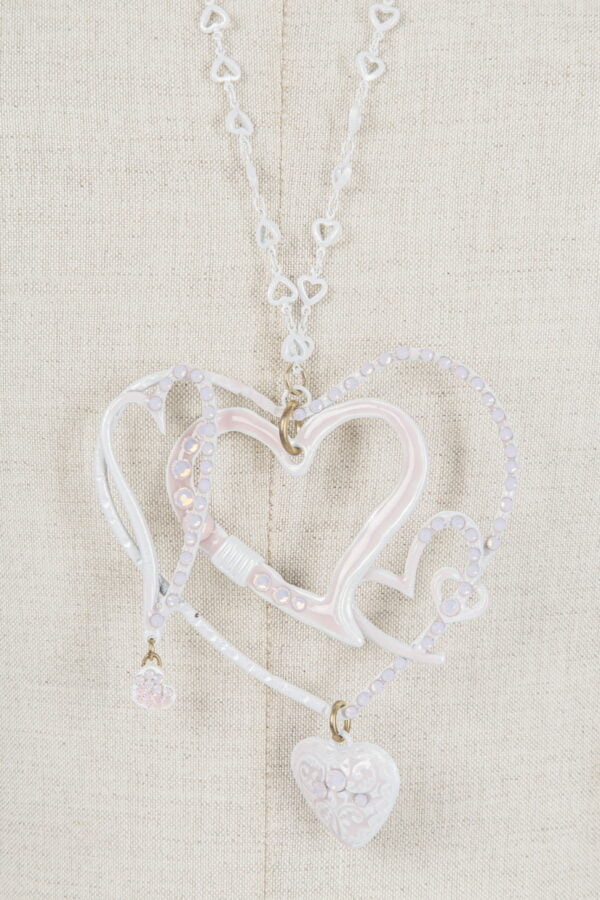 Collana pendente cuore pink con pietre