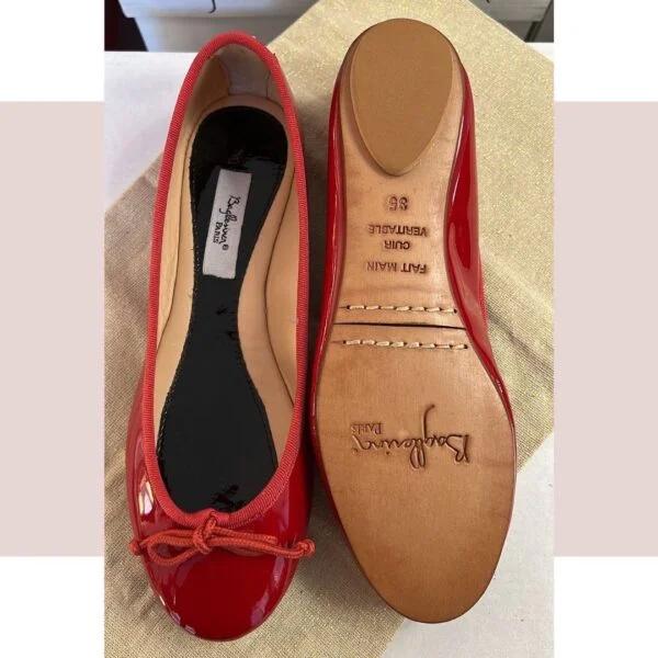 Red patent leather ballet flats