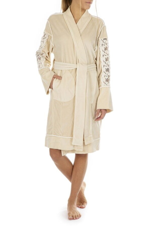 Satin selvedge terry bathrobe