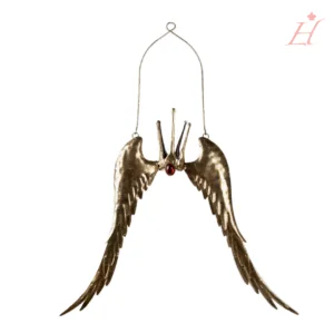 Angel wings wall decoration with crown and precious gem