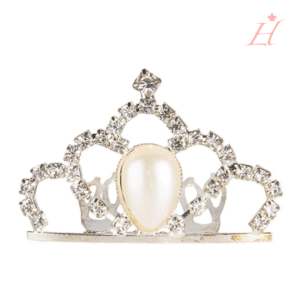 Crown hairpin with pearl and rhinestones