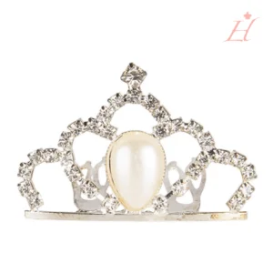 Krone Haarnadel mit Perle und Strasssteinen