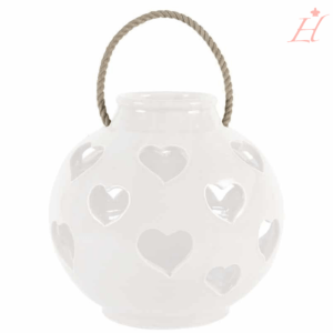 Ceramic lantern with hearts