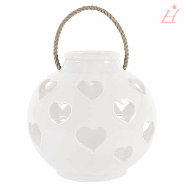 Lanterna in ceramica con cuori, lantern, lanterne