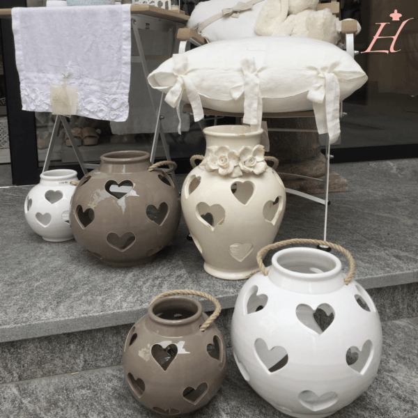 Lanterna in ceramica con cuori, lantern, lanterne