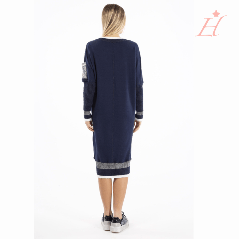 Abito lungo in maglia colore blu