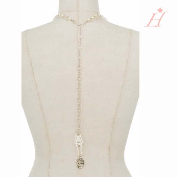 Collana corselet con perle e strass bianchi stile shabby chic