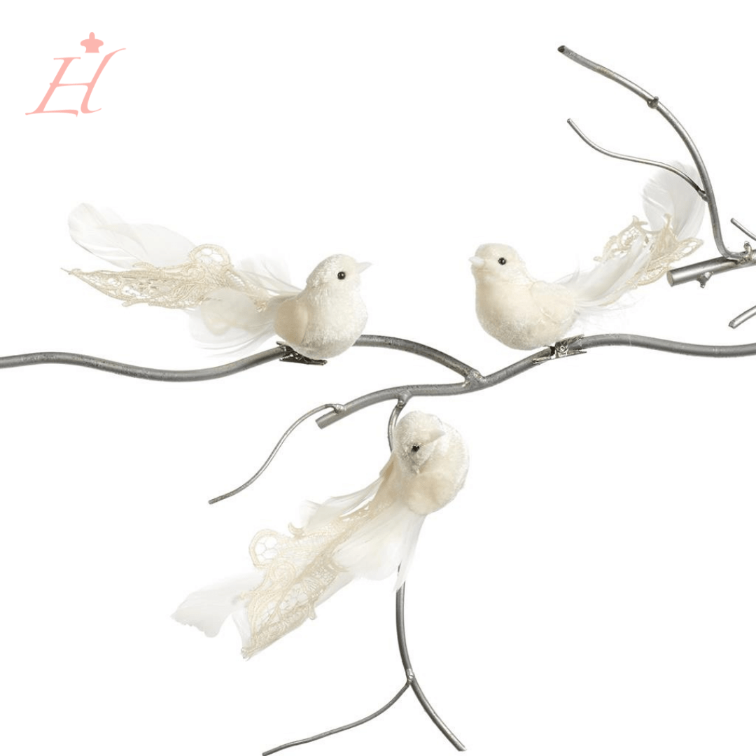 Uccellini con dettagli in pizzo per Albero di Natale - DECORAZIONI
