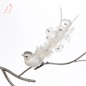 White and Silver Bijoux Bird for Christmas Tree