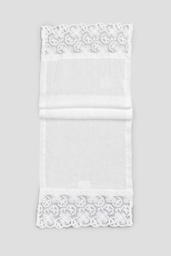 Runner 40x90cm in lino con pizzo "Uncinetto" - immagine 2