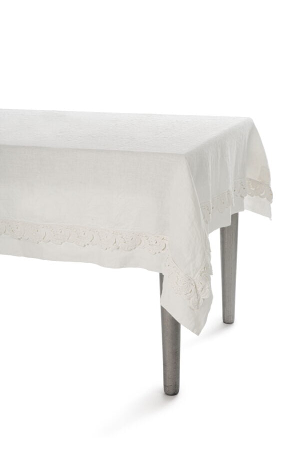 150x250cm linen tablecloth with lace "Harmony"