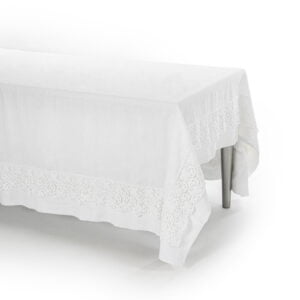 200x200cm linen tablecloth with lace "Crochet"