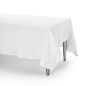 160x280cm linen tablecloth with lace "Synergy"