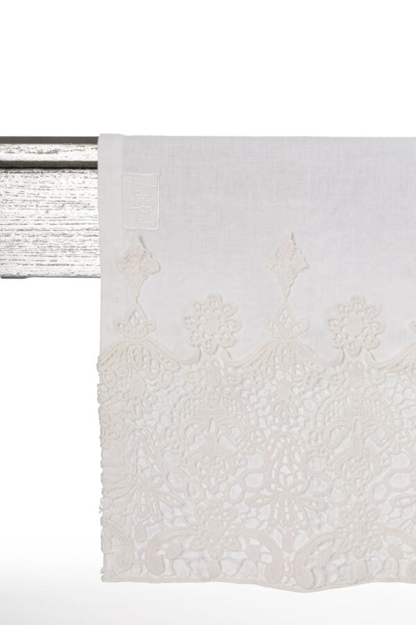 Runner 50x160cm in lino con pizzo "Gocce" - immagine 3