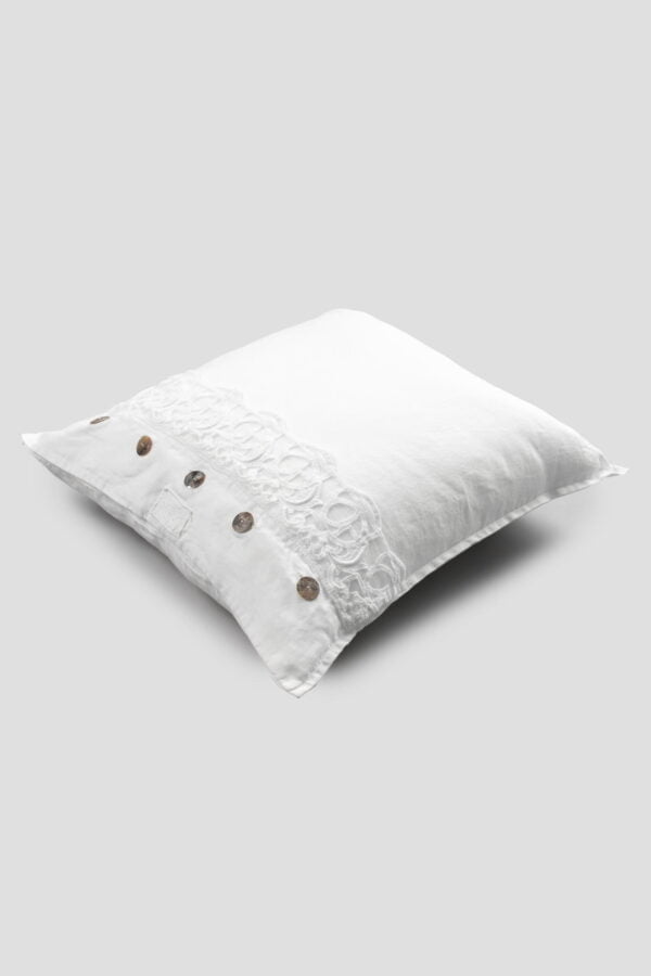 Federa decoro in lino leggero con pizzo Sinergia - immagine 3