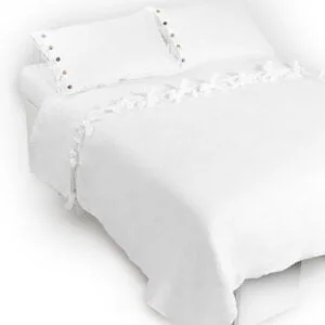 Light linen comforter cover with bows, bedding Linen comforter cover with bows