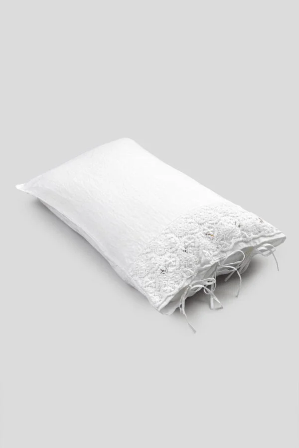 Federa in lino leggero con pizzo uncinetto - immagine 2