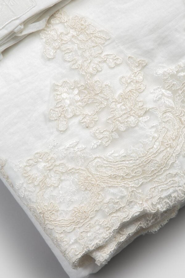 Set letto matrimoniale in lino leggero pizzo Elegante - immagine 4