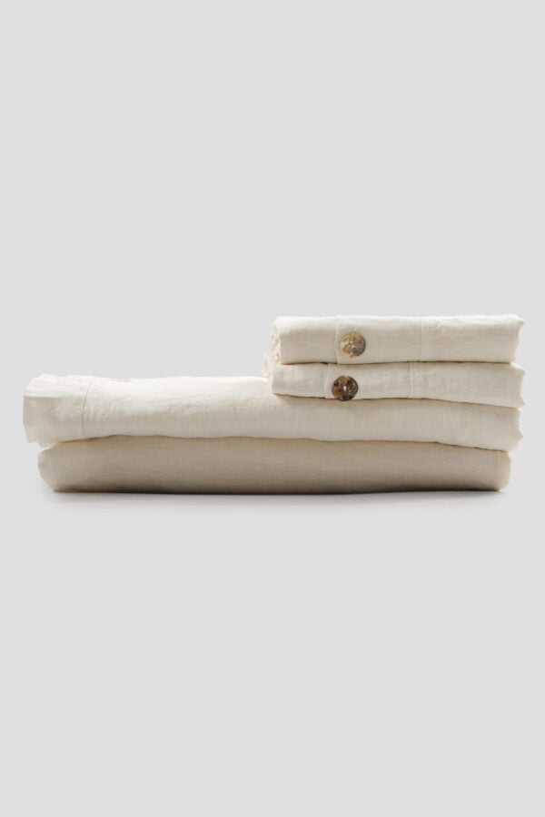 Set matrimoniale in lino leggero color beige - immagine 4