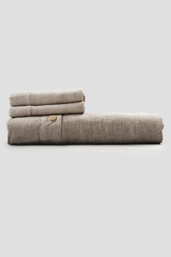 Set letto matrimoniale lino leggero con bottoni e pattella - immagine 4