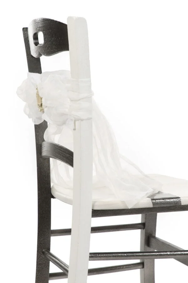 Fascia decorativa in lino e organza per sedia e tenda - immagine 2
