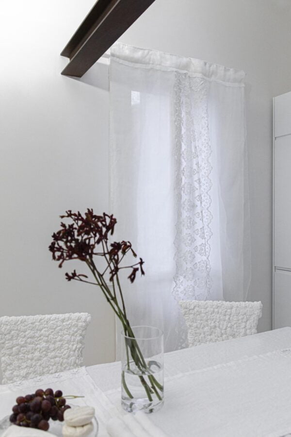 Light linen and organza embroidered curtain