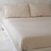 Set matrimoniale in lino leggero beige rosato con pizzo Nappine