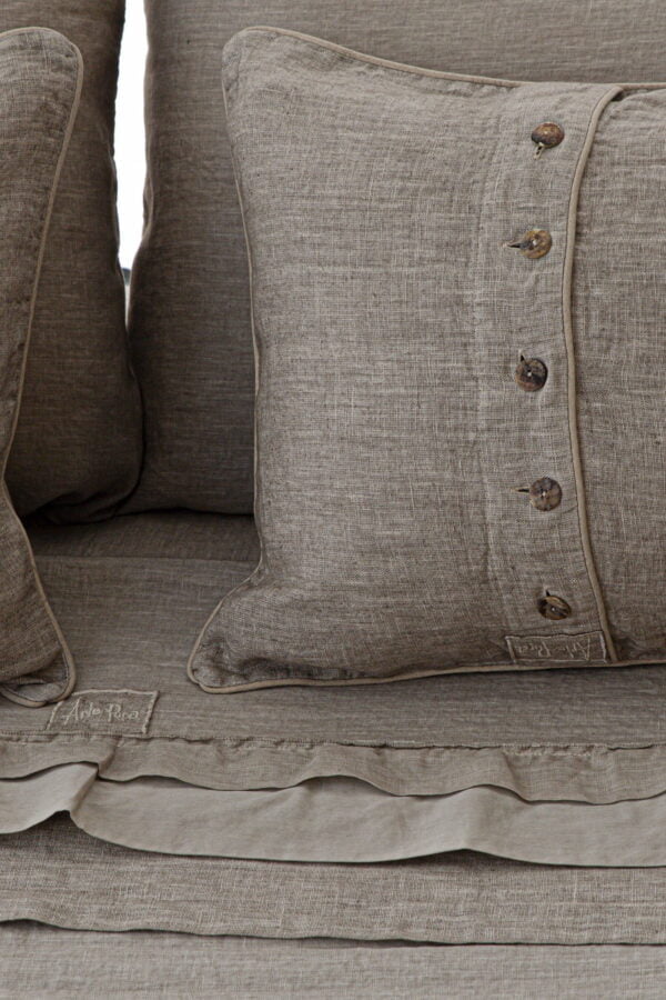 Set letto matrimoniale lino leggero con bottoni e pattella - immagine 10