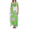 Abito da cerimonia lungo verde fantasia floreale - immagine 2