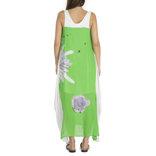 Abito da cerimonia lungo verde fantasia floreale - immagine 4