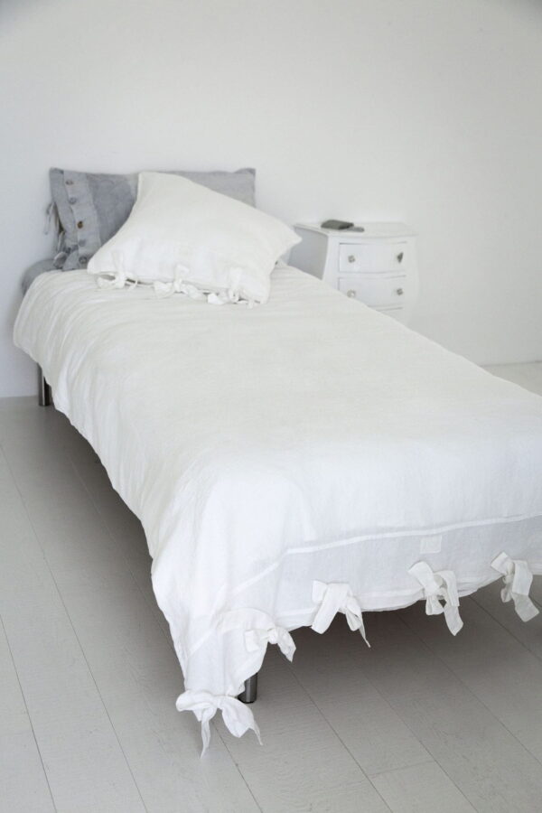 Light linen comforter cover with bows Linen comforter cover with bows Housse de couette-Bettbezug-duvet cover