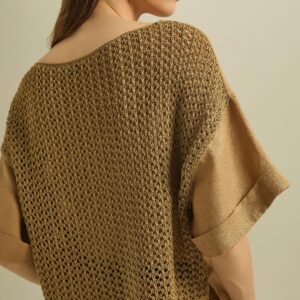 lily – blusa in lino con schiena in maglia traforata | eu•fo•nì•a