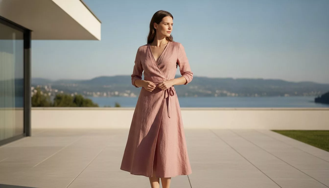 Abito in lino a portafoglio: l’icona di eleganza naturale e versatilità