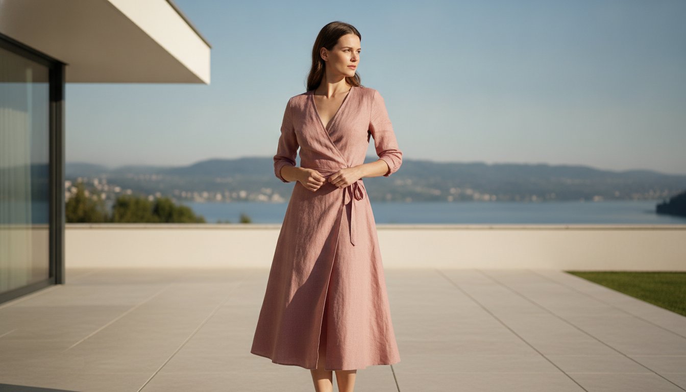 Abito in lino a portafoglio: l’icona di eleganza naturale e versatilità