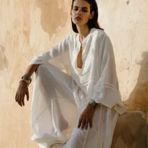 pantalone palazzo calypso in lino tessuto a mano – baraa